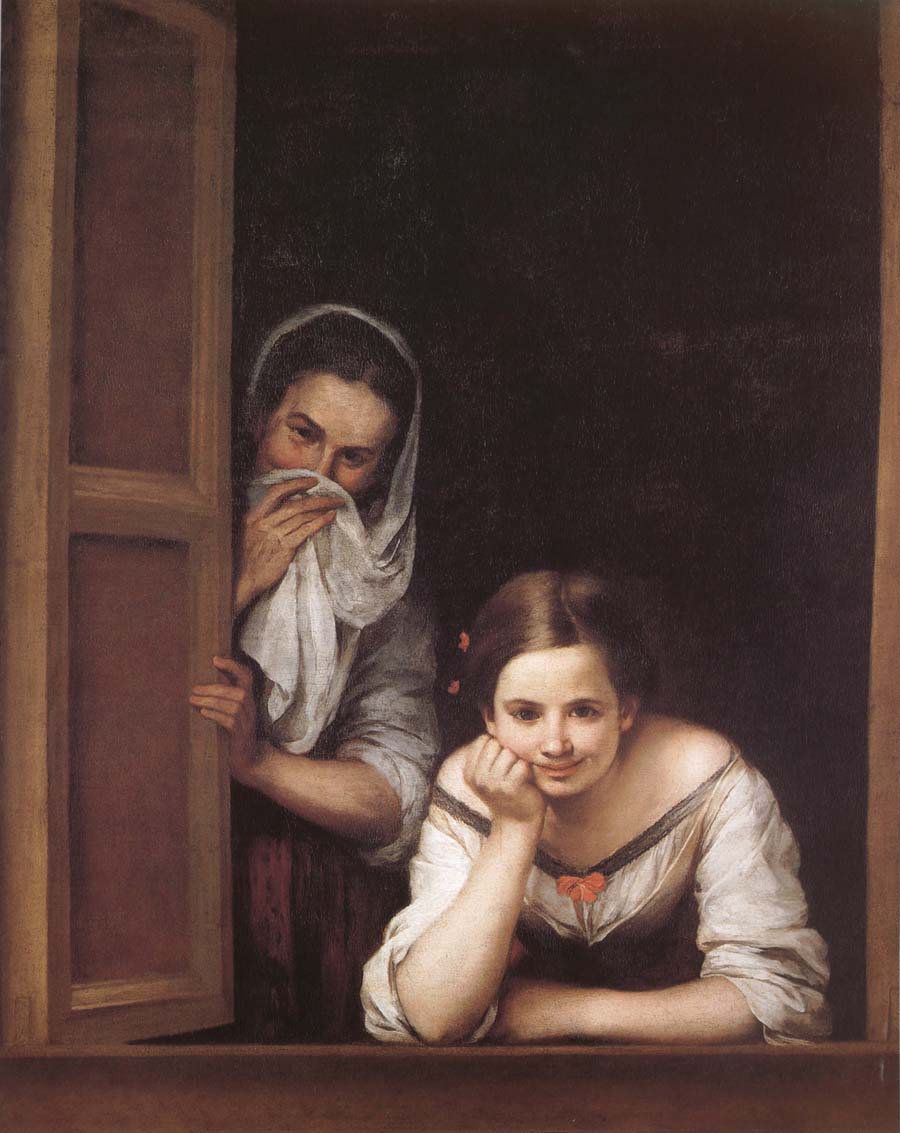 Bartolome Esteban Murillo Two Women in a fonster